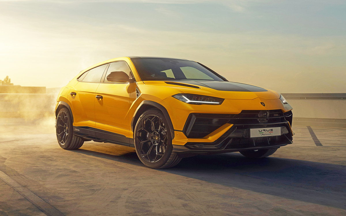 Yellow Lamborghini Urus Performante front right view