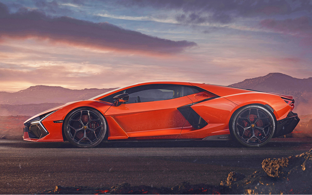 Orange Lamborghini Revuelto left side profile