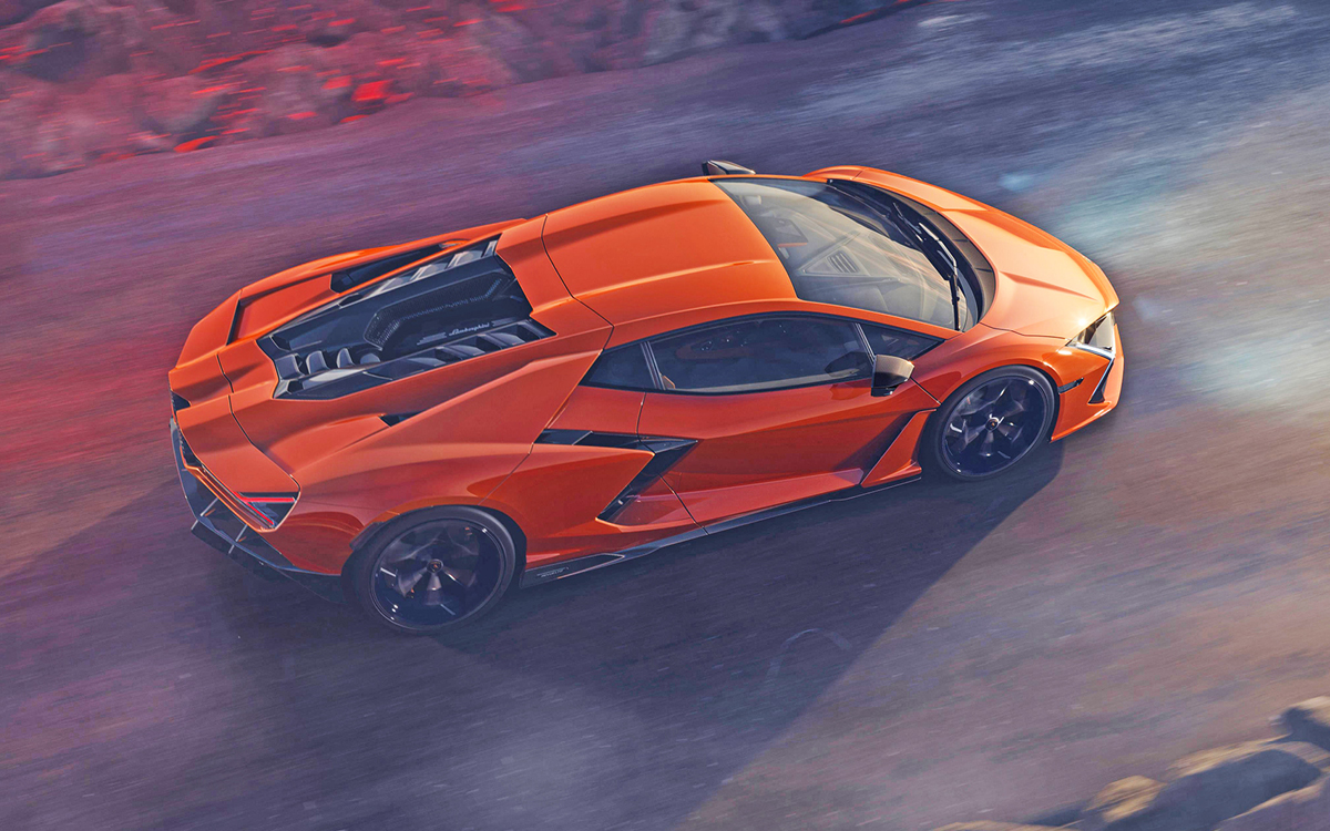 Orange Lamborghini Revuelto high view