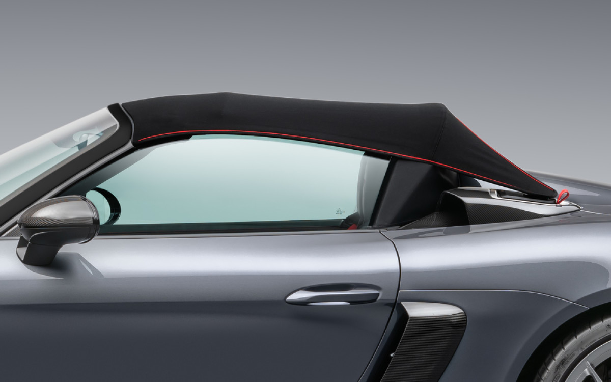 Vanadium Gray 2024 Porsche 718 Spyder RS soft top