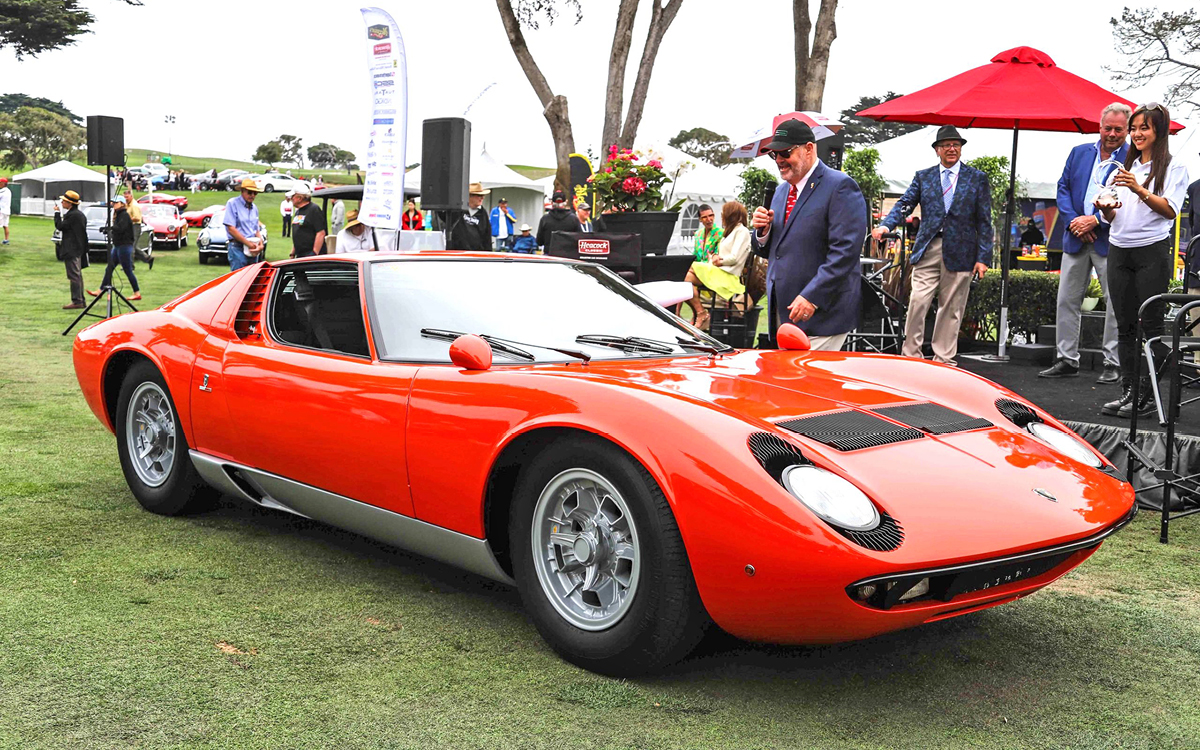 Orange Lamborghini Miura at Concorso Italiano