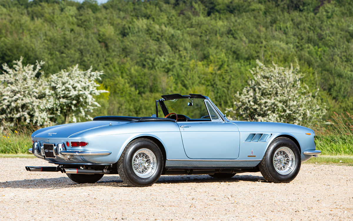 Blue Ferrari 330 GTS right rear view