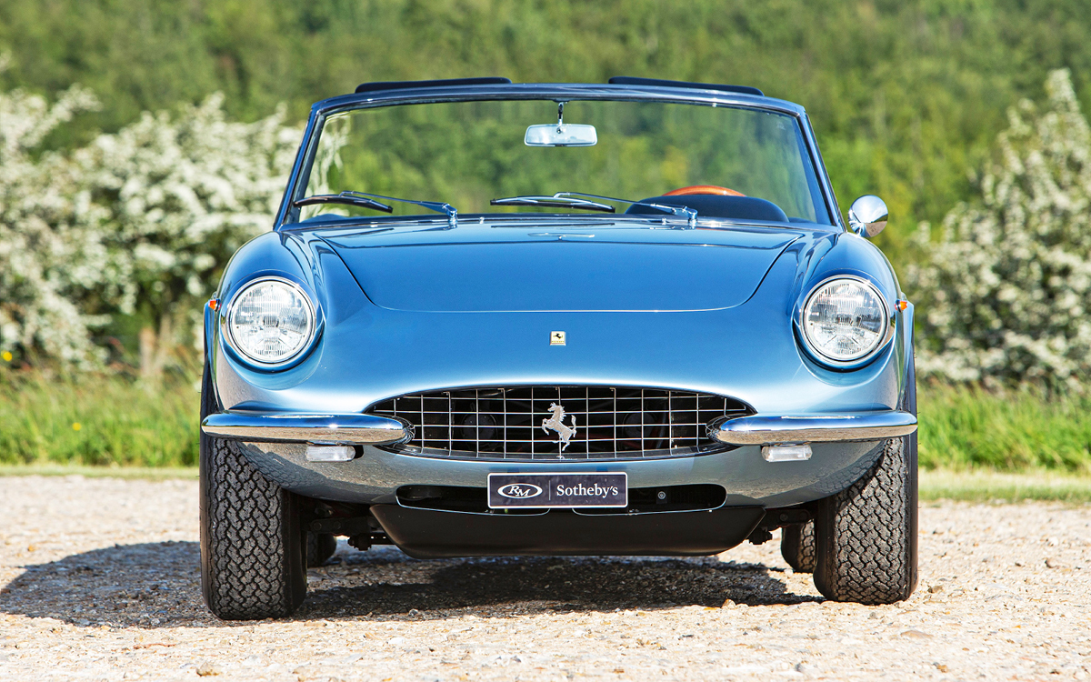 Blue Ferrari 330 GTS front view