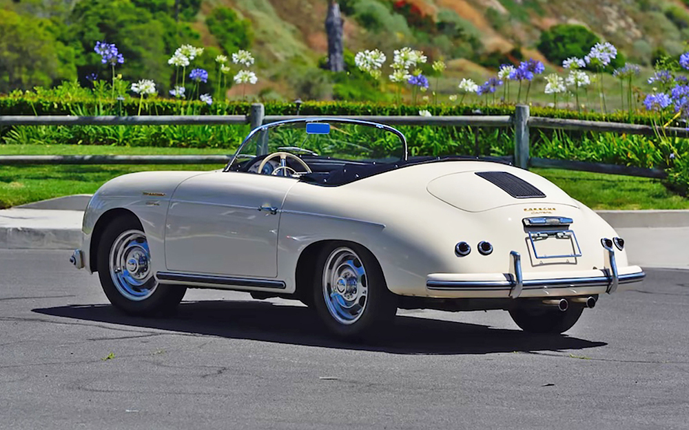 Cream color Porsche 356 Speedster left rear view