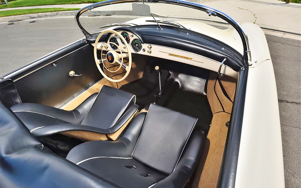 Cream color Porsche 356 Speedster interior view