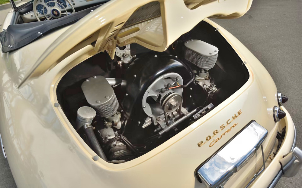 Cream color Porsche 356 Speedster engine view