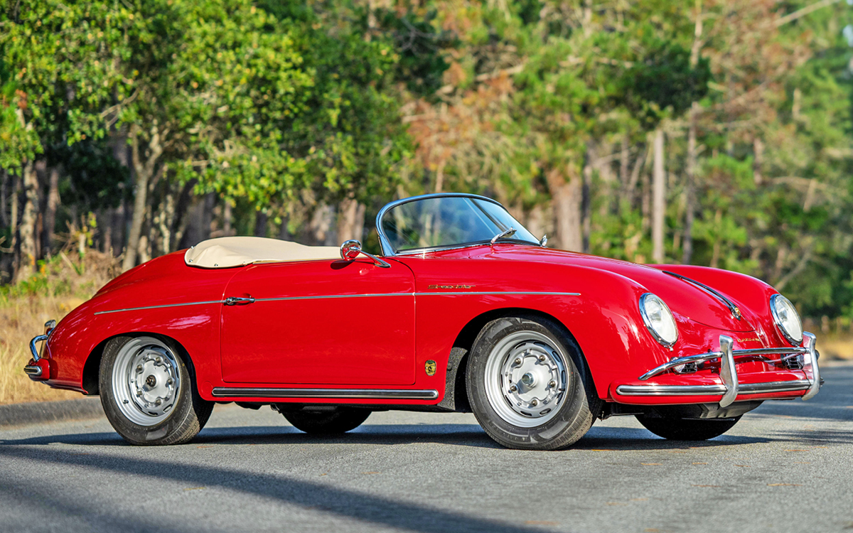 Red Porsche 356 Speedster right front view