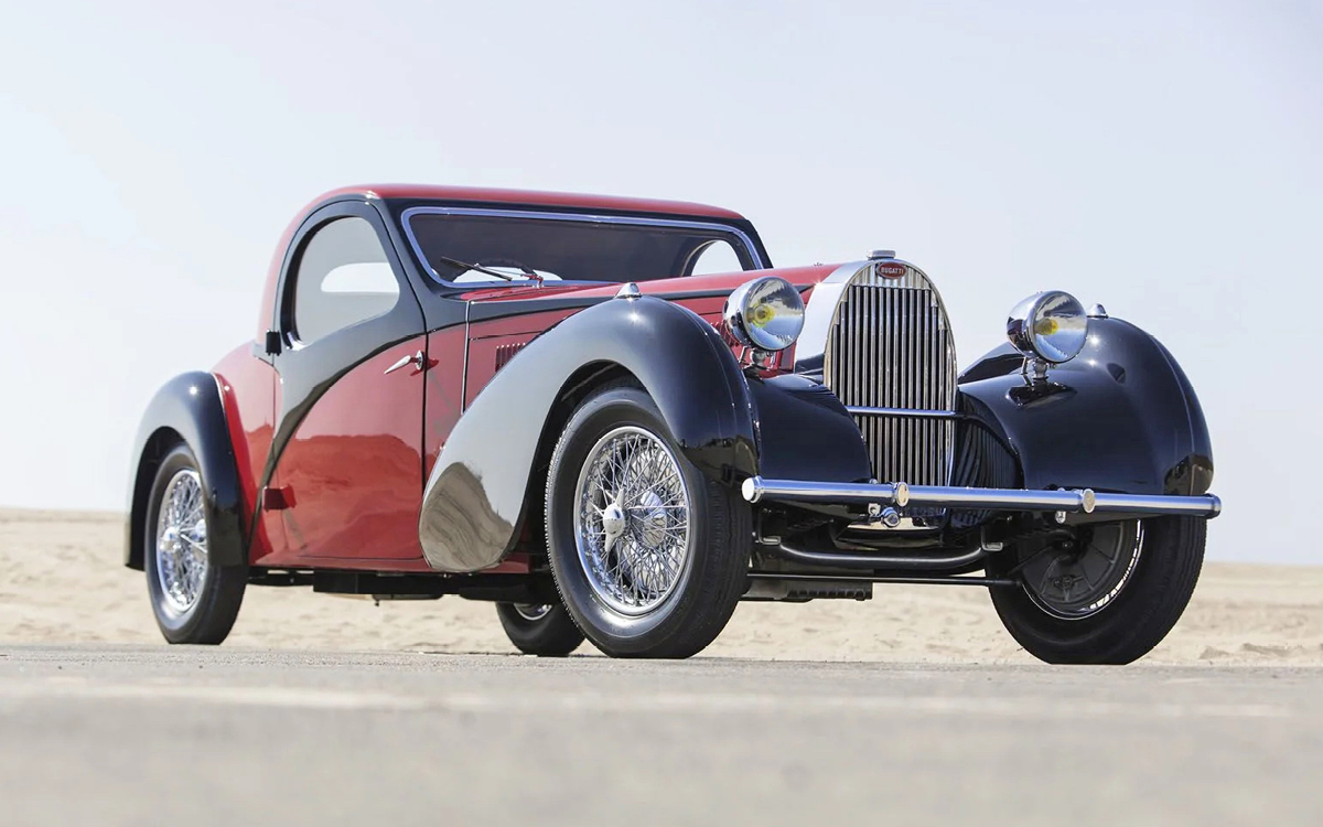 Black and red Bugatti Type 57C Atalante right front view