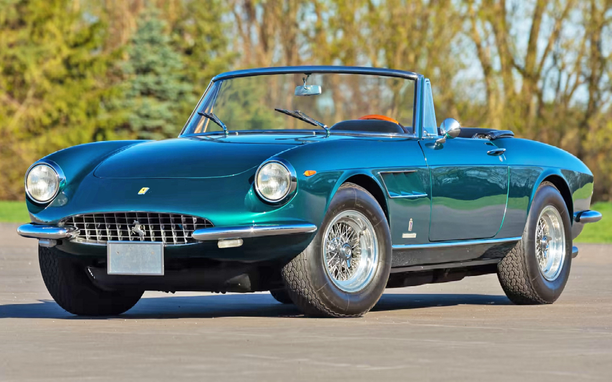 Green Ferrari 330 GTS front left view