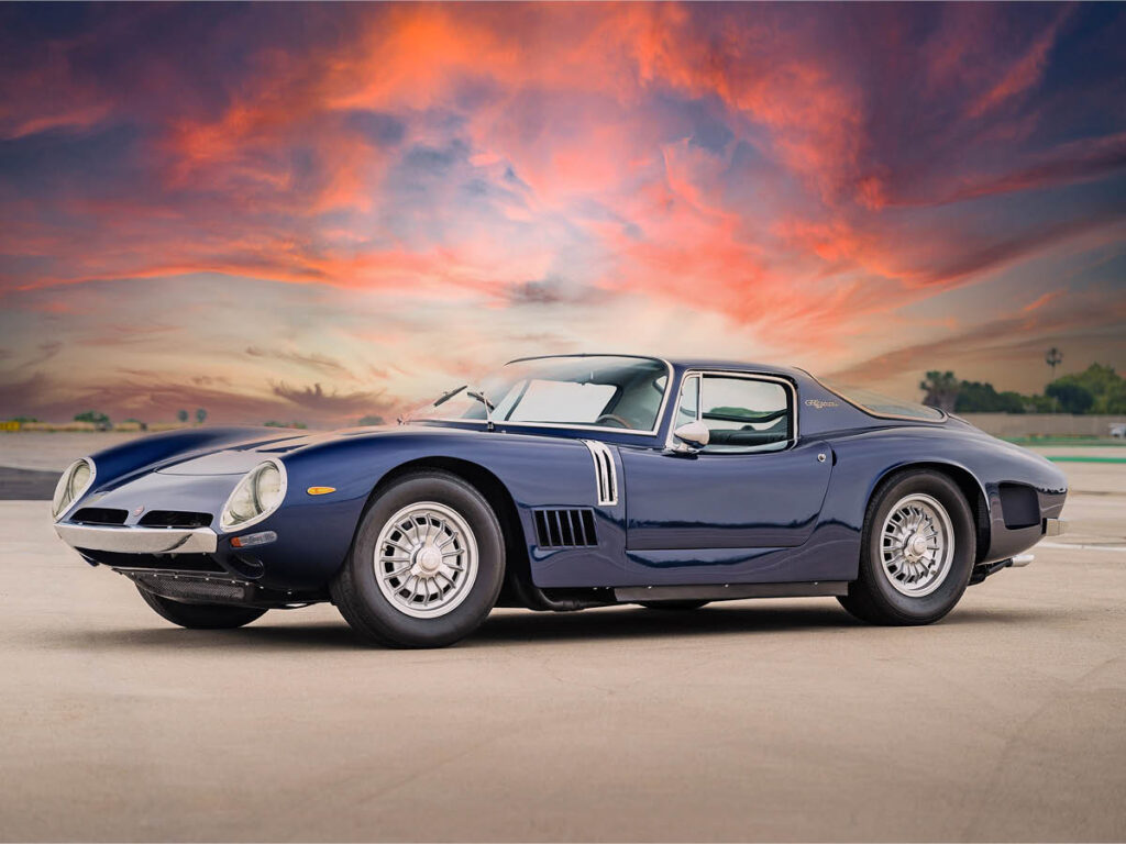 Blue Bizzarrini 5300 GT left front view