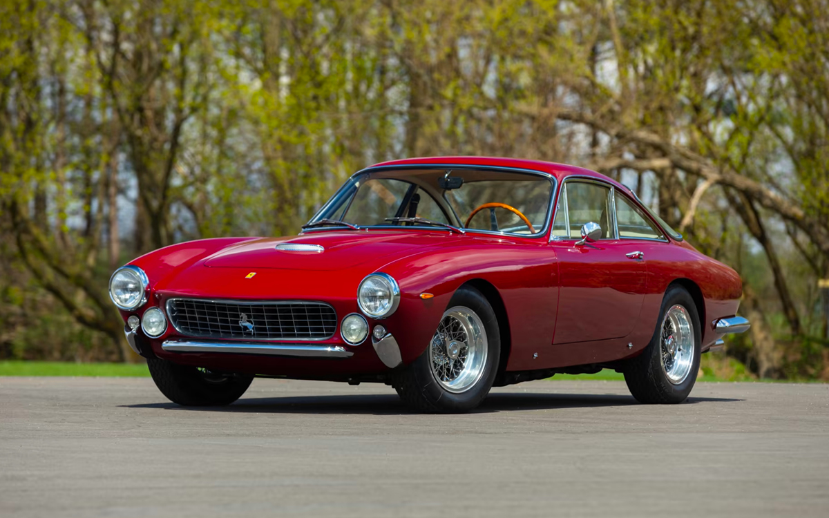 Maroon Ferrari 250 GT Lusso left front view