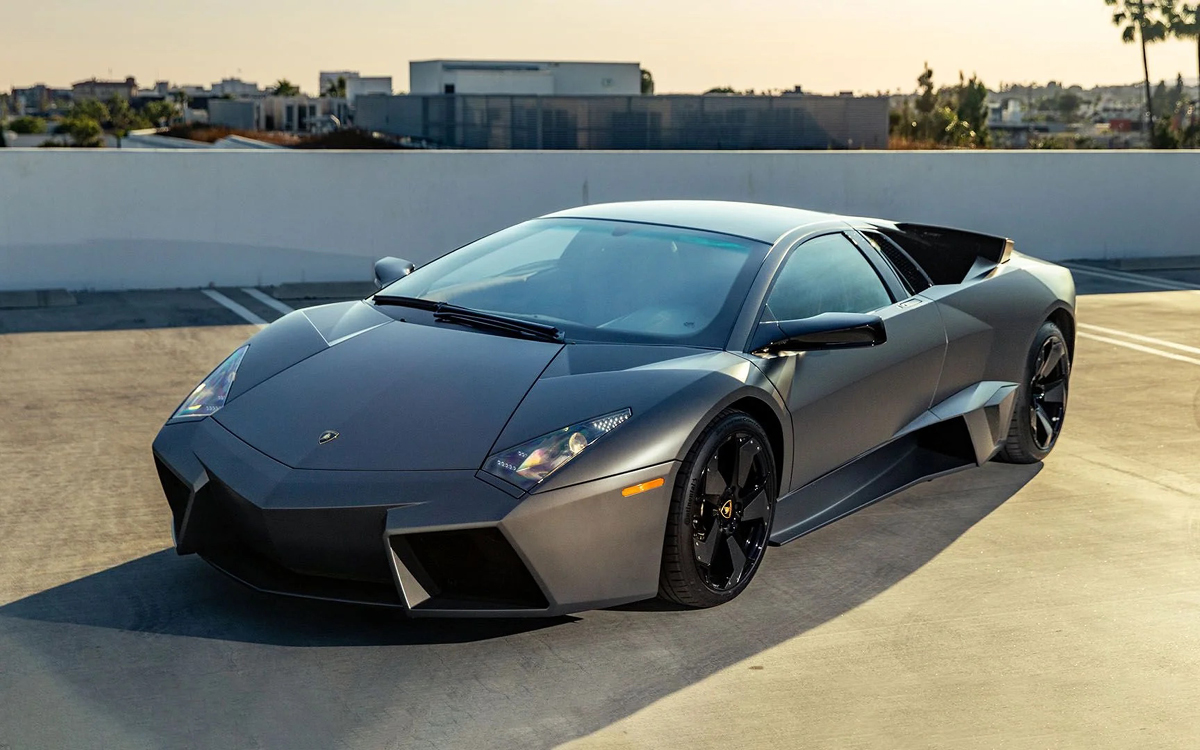 Gray Lamborghini Reventon front left view