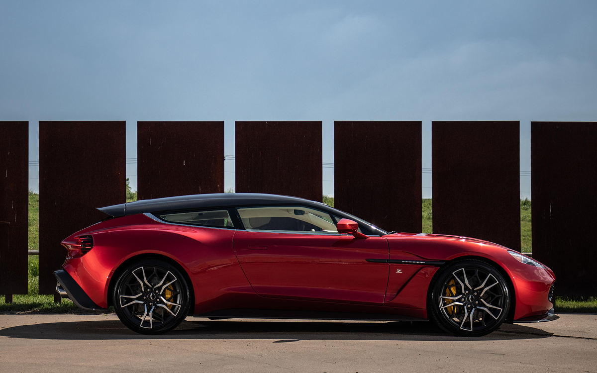 1999 red Aston Martin Vanquish Zagato Shooting Brake right side