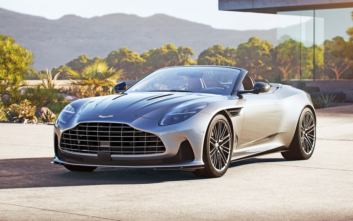 Silver 2024 Aston Martin DB12 Volante left front