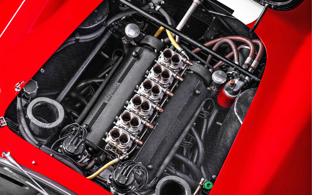 Red 1962 Ferrari 330 LM/GTO engine view