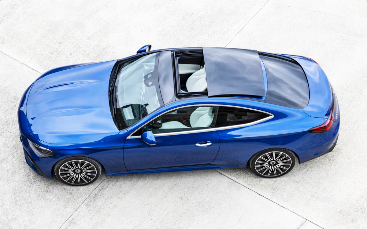 Blue Mercedes-Benz CLE coupe roof view