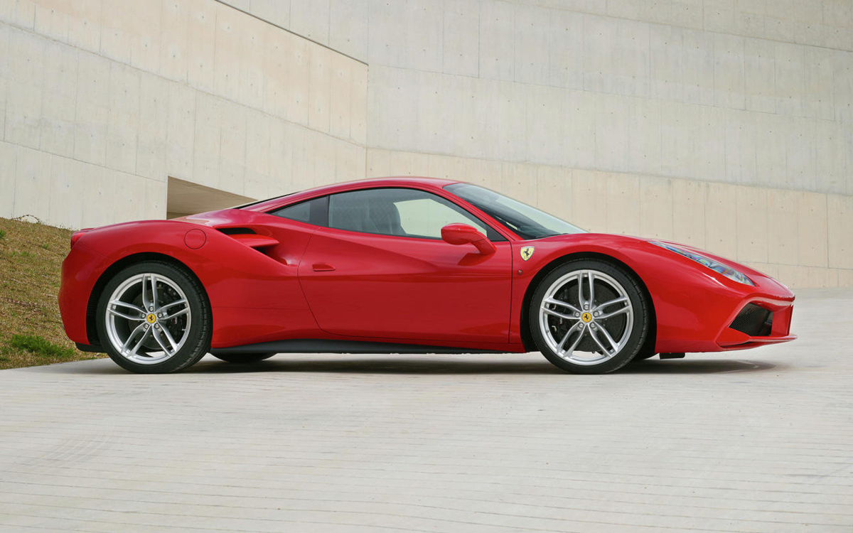 Red Ferrari 488 GTB parked