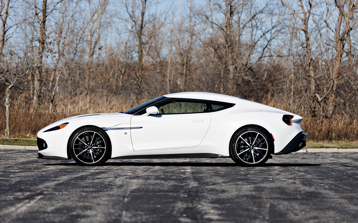 White Aston Martin Vanquish Coupe profile view