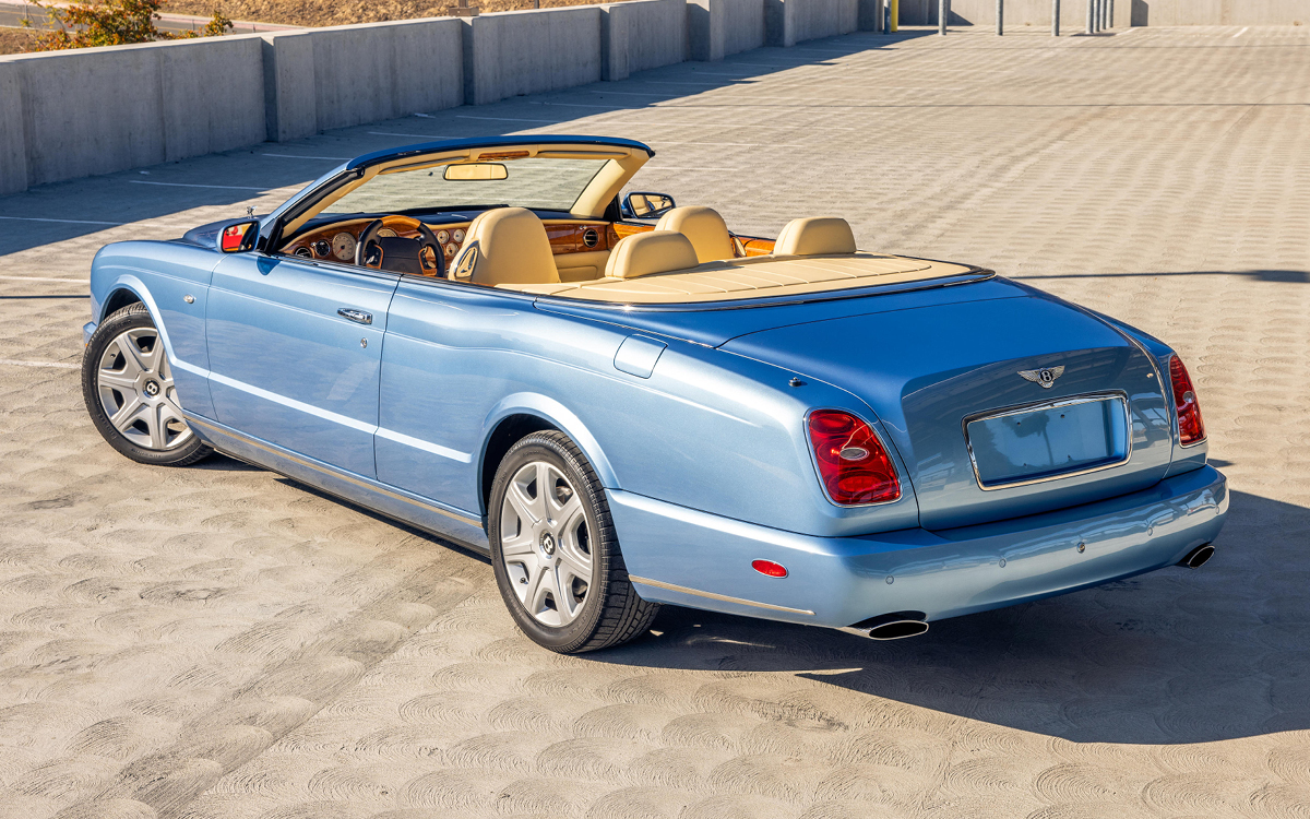 Blue Bentley Azure, top-down rear view