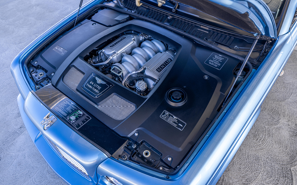 Blue Bentley Azure engine