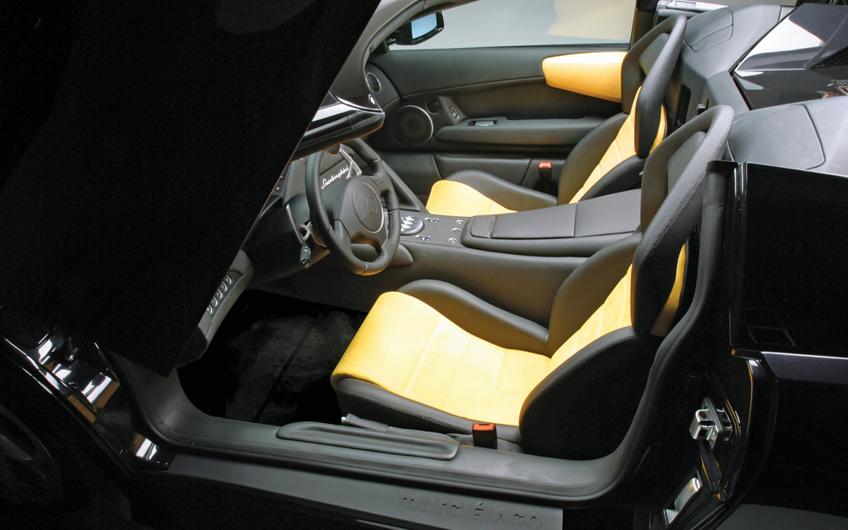 Black Lamborghini Murciélago studio photo, interior view