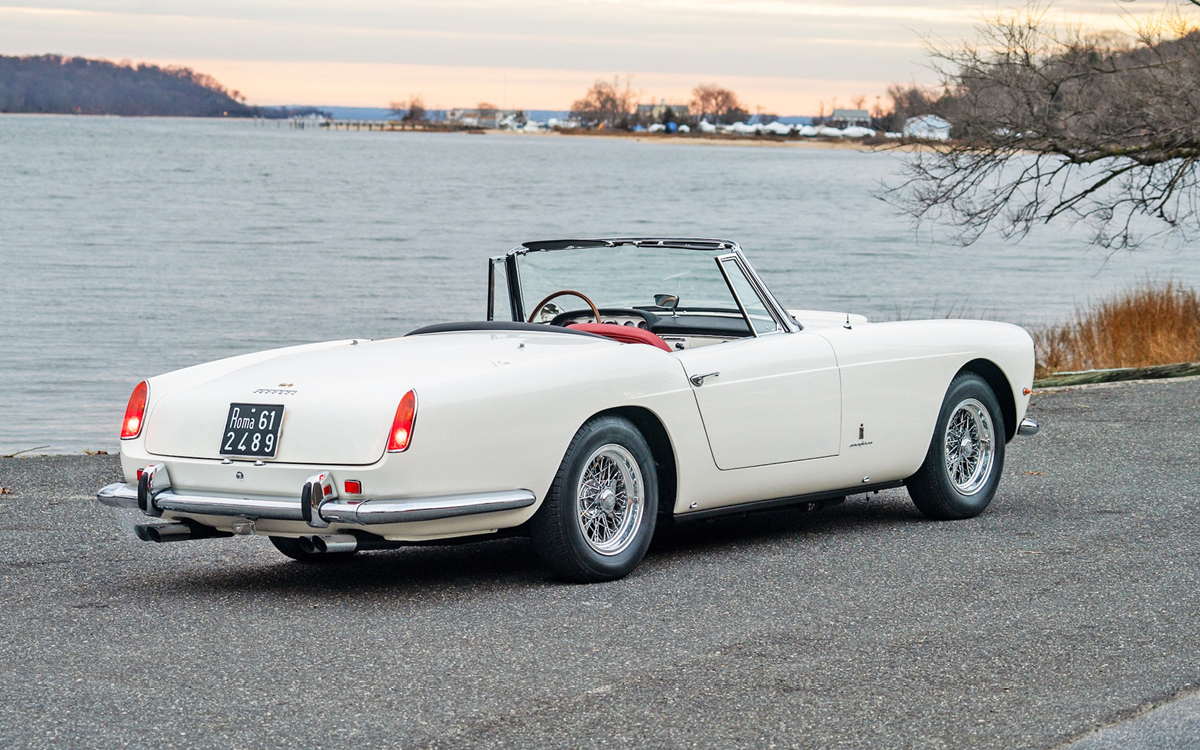 White 1961 Ferrari 250 GT Cabriolet Series II right rear front view