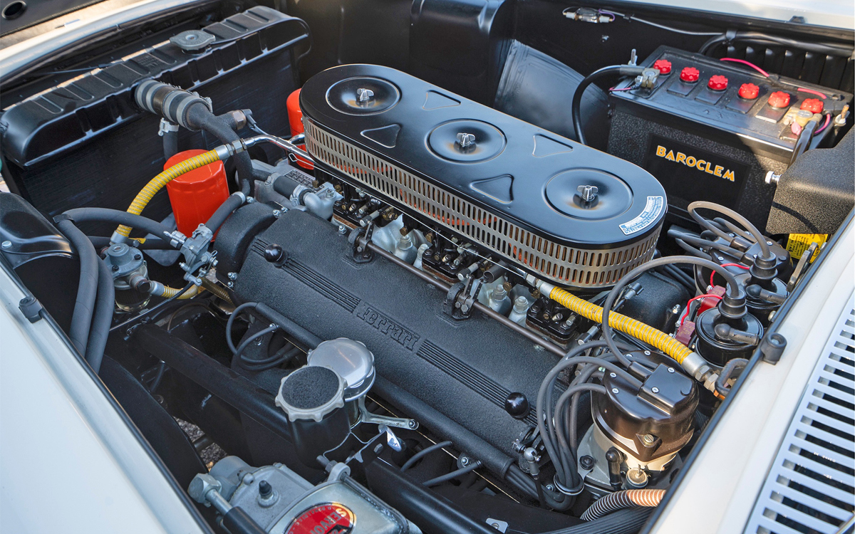 White 1961 Ferrari 250 GT Cabriolet Series II engine view