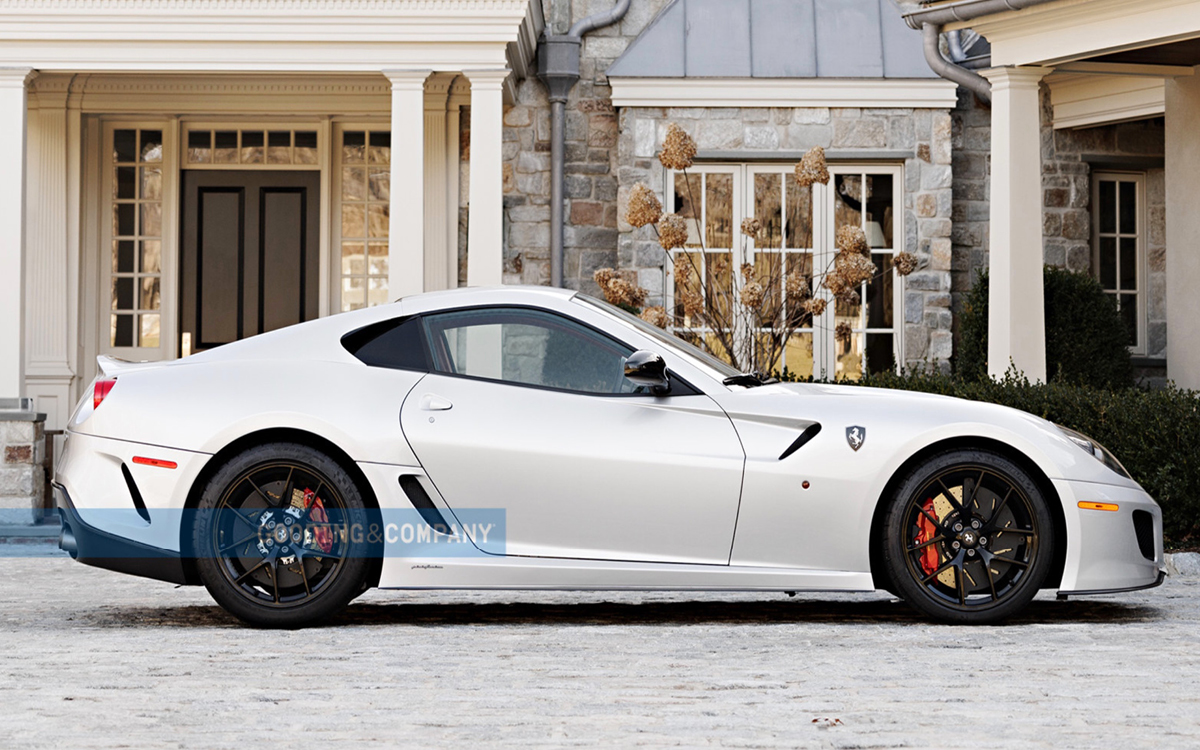 Silver Ferrari 599 GTO side profile