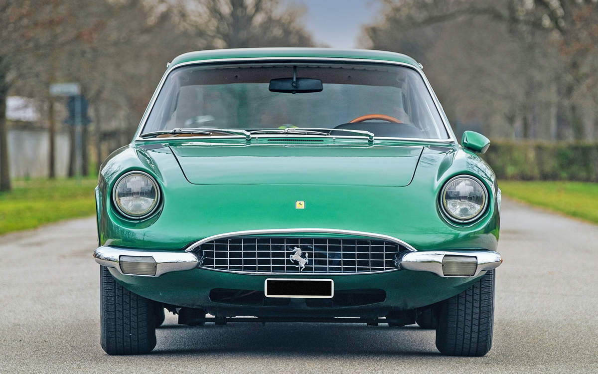 Green Ferrari 365 GT 2+2 front view