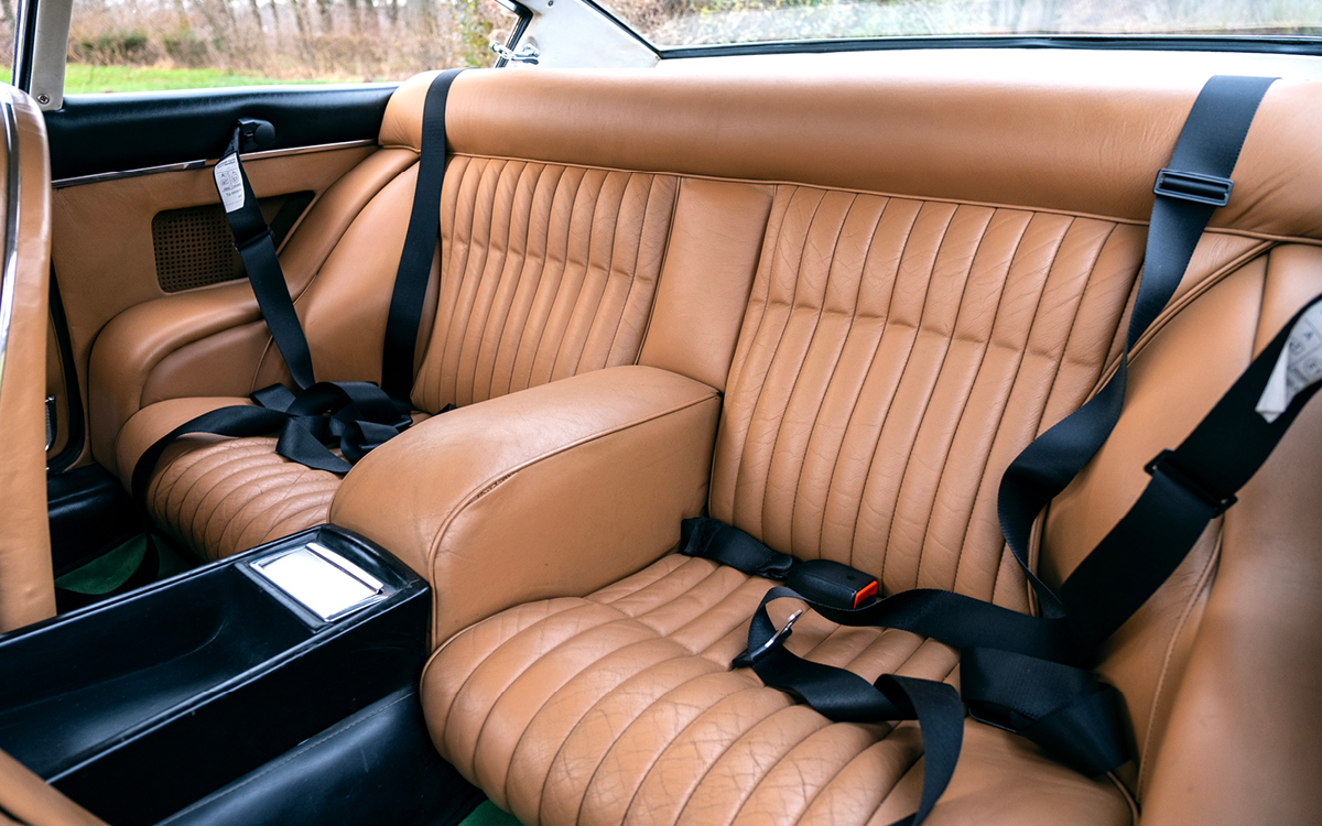 Green Ferrari 365 GT 2+2 rear seat