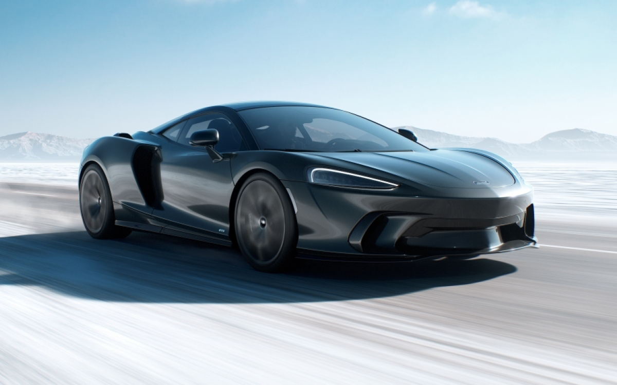 Gray 2025 McLaren GTS on desert road