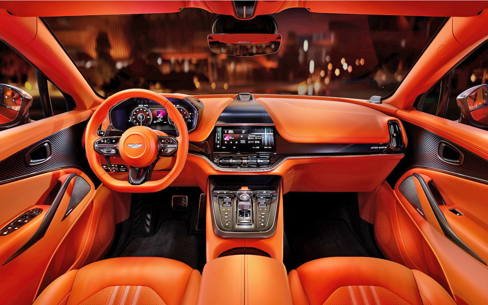 Orange Aston Martin DBX 707 interior