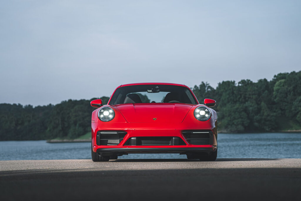 Carmine Red 2025 Porsche 911 GTS front view