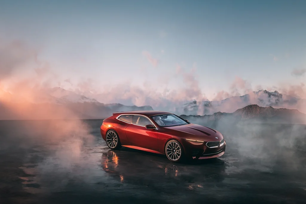 Maroon BMW Speedtop concept right front view.